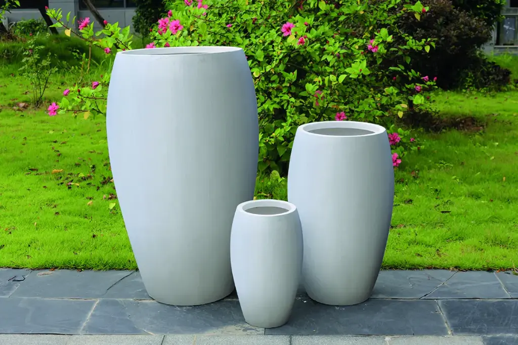 Maceta Fibra Barro Cono Alto 24X24X39Cm P117 Anti Blanco
