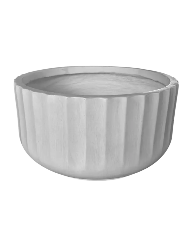 Maceta Fibra Barro Redonda Grande (38x38x19)cm Blanco