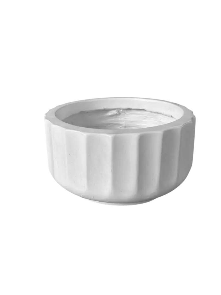 Maceta Fibra Barro Redonda Pequeña (22x22x11)cm Blanco