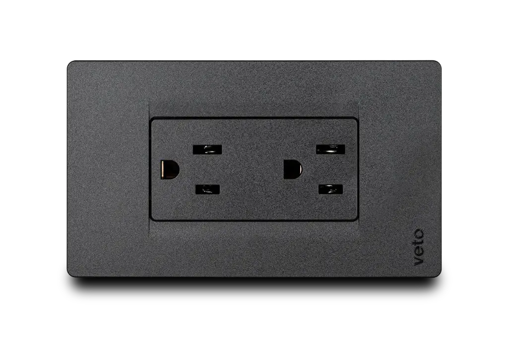 Toma Doble 2P+E Negro Veto Premium