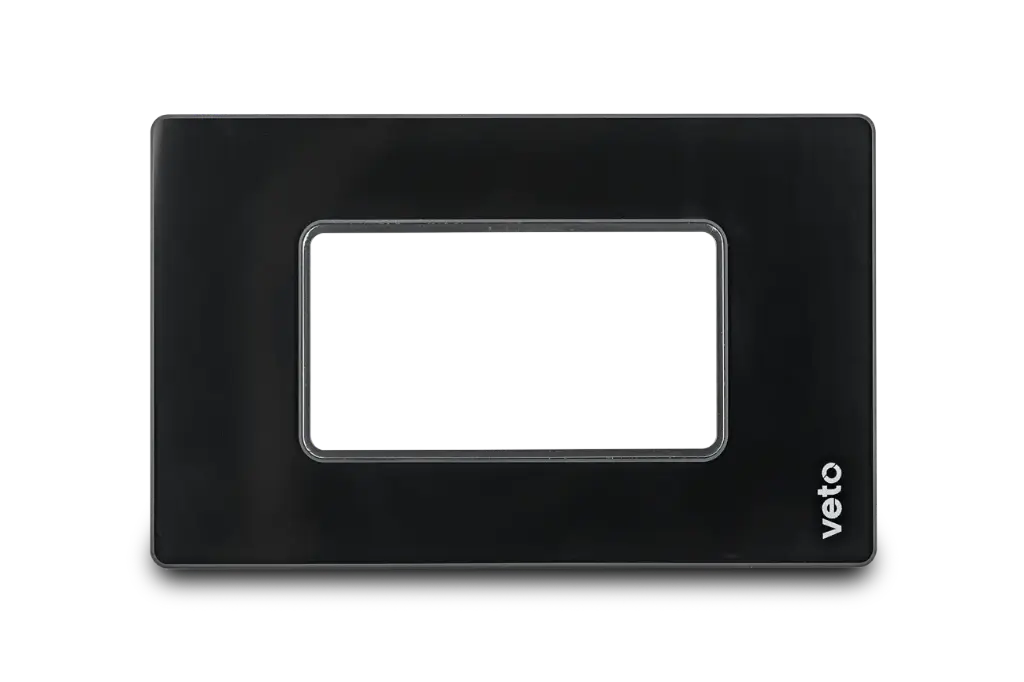 Placa Toma C/Bast Vidrio Negro Premium Stilo