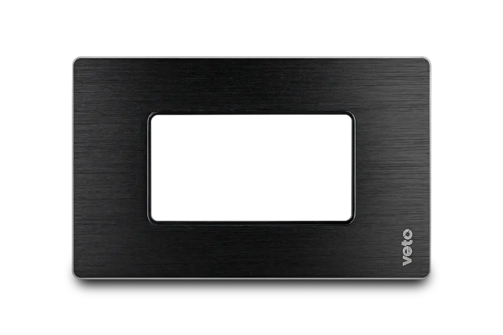 Placa Toma Aluminio C/Bast Negro Premium Stilo