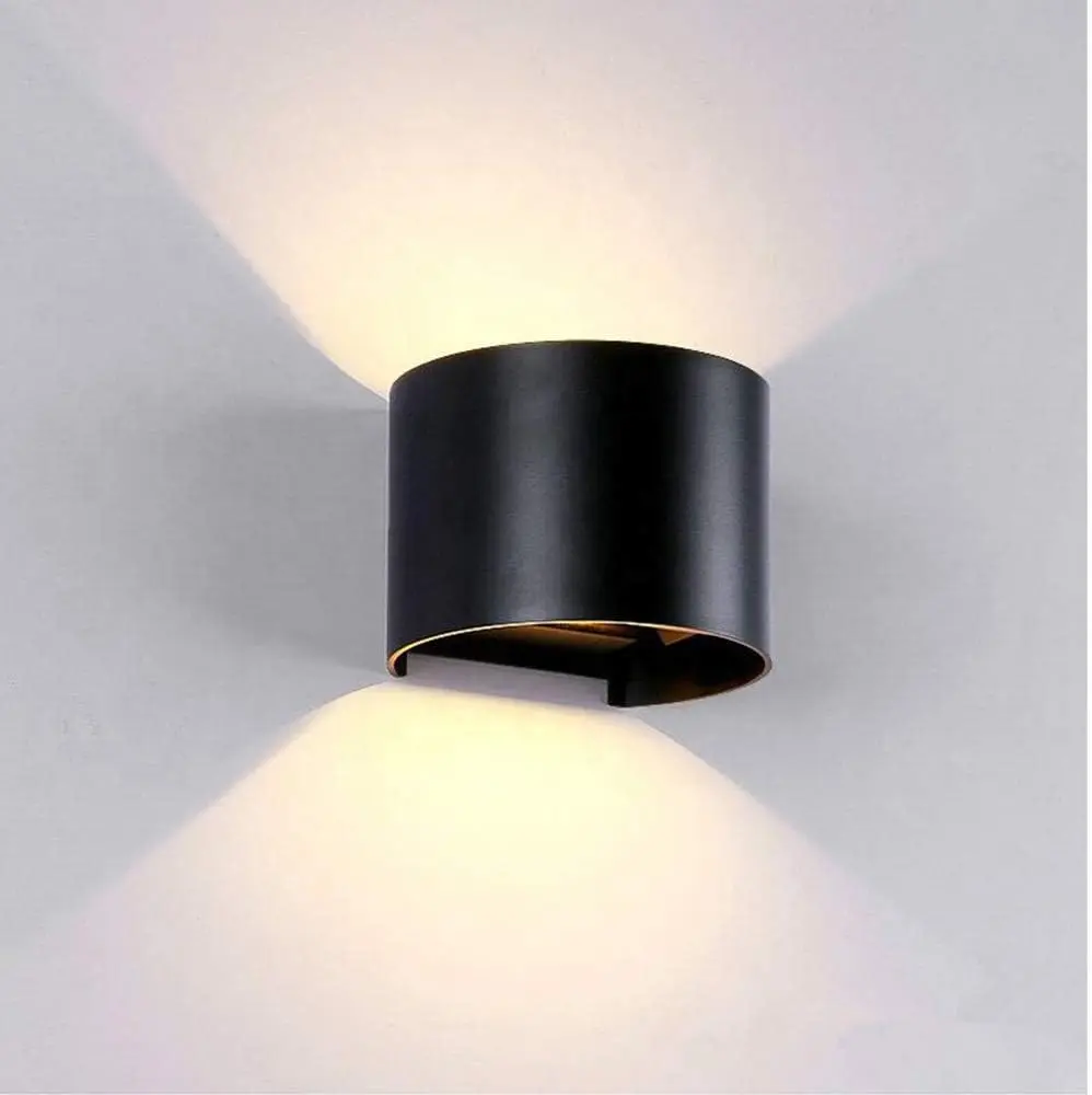 Aplique Pared Bid. Led Ext. Redondo Ajust. 2X3W 3K 14X9.5Cm Negro Ip65