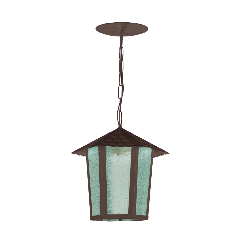 Farol Techo 1L E27 Hexagonal Marron+Vidrio Granulado (190X200Mm)