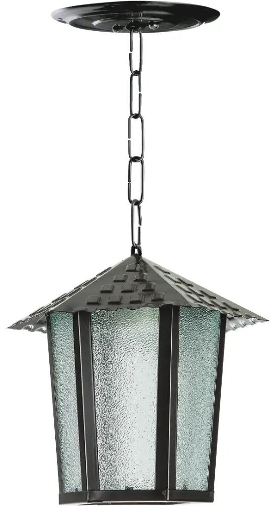 Farol Techo 1L E27 Hex. Negro+Vidrio Granulado (190x200Mm)