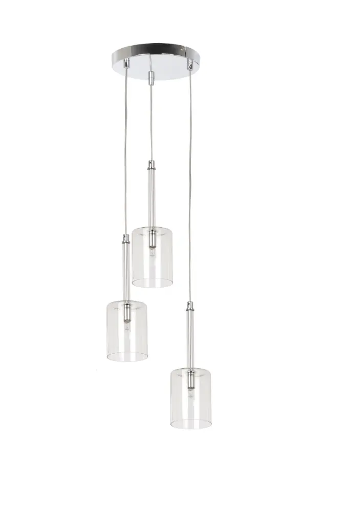 Lamp. Colg. 3L G9 Vidrio 28X15Cm Copas Base Recta