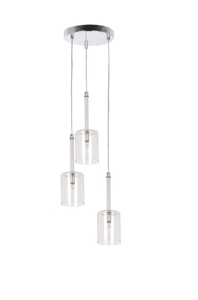 Lamp. Colg. 3L G9 Vidrio 28X15Cm Copas Base Redonda