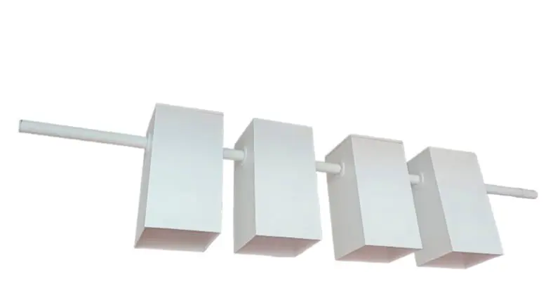 Lamp. Colg. 4L G9 Luces Rect. Moviles Aluminio Blanco (700X140Mm)