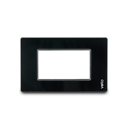 [PRE29412] Placa 3 Huecos /Int Vidrio Negro Veto Premium