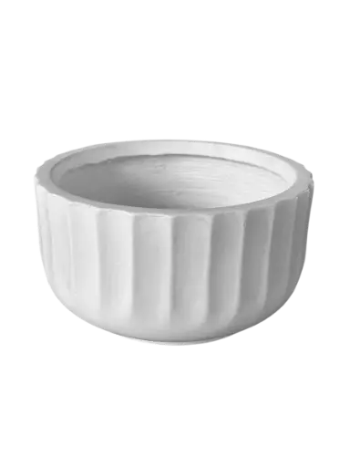 [155153] Maceta Fibra Barro Redonda Mediana (30x30x15)cm Blanco
