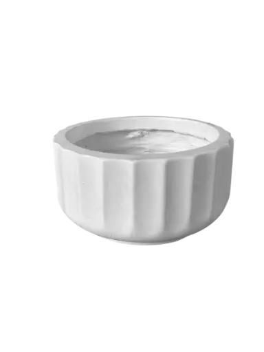[155152] Maceta Fibra Barro Redonda Pequeña (22x22x11)cm Blanco