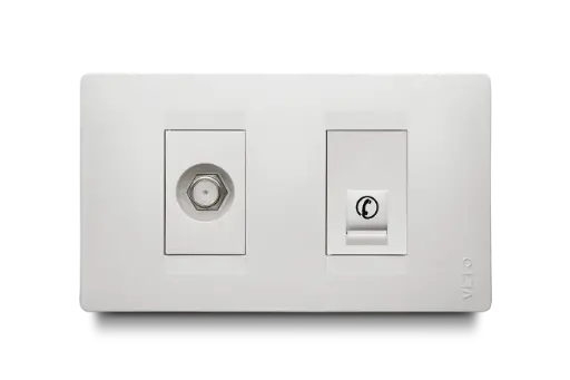 [PRE16184] Toma Teléfono+Tv Mixto Blanco Veto Premium