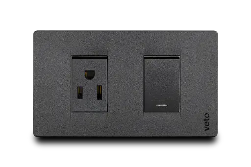 [PRE30319] Toma Mixto Interruptor+Toma Negro Veto Premium