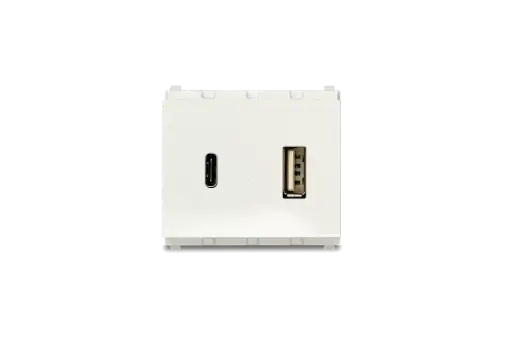 [PRE30456] Placa Usb A+C Modulo (Blanco) Premium
