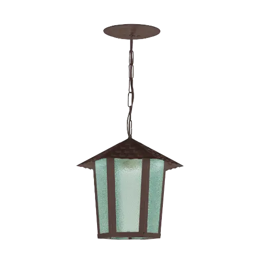 [022333] Farol Techo 1L E27 Hexagonal Marron+Vidrio Granulado (190X200Mm)