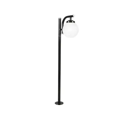 [022339] Farol Pie 1L E27 T/Gobo Aluminio Negro+Polietileno Blanco (1740Mm)