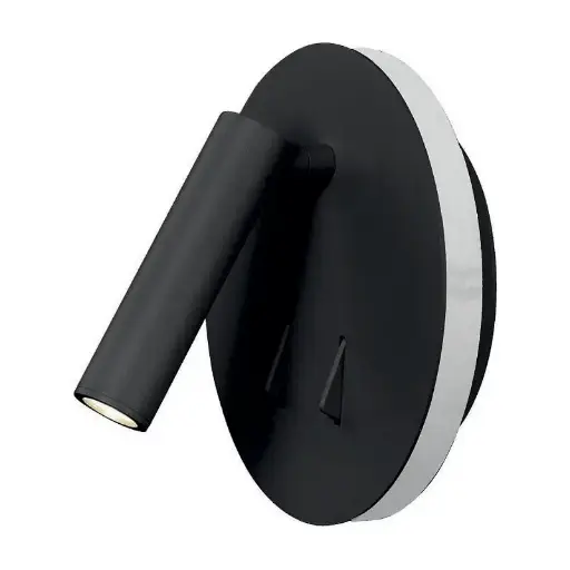 [181325] Lamp. Pared Led 2L Moderna Base Redonda C/Doble Int. D=14Cm 3W 3K Negro