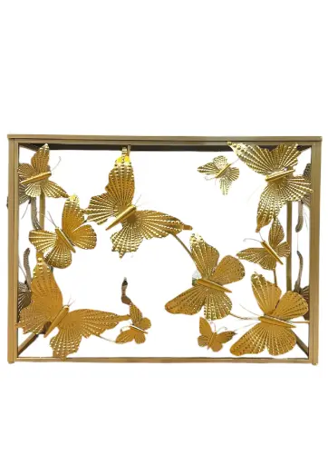 [6980000006490] Consola Mariposas Dorado  - 108X35X79CM