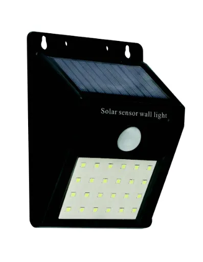 [035007] Aplique Pared Solar Led Negro 0.6W 6K Ip65