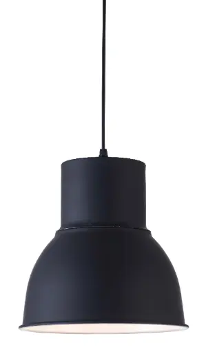 [200136] Lamp. Colg. 1L E27 Aluminio Negro+Blanco (390X420Mm)