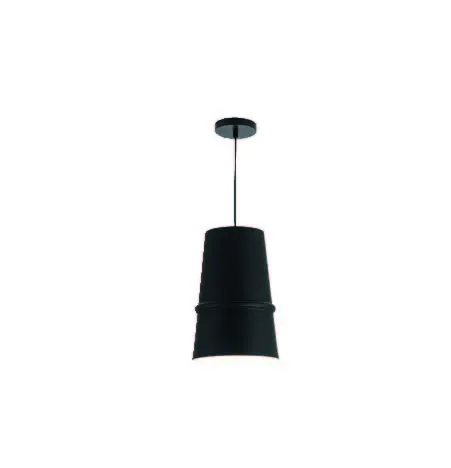 [200302] Lamp. Colg. 1L E27 T/Campana Alum. Negro+Blanco (D200xH300)mm