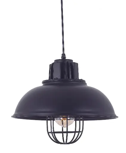 [200162] Lamp. Colg. 1L E27 T/Campana+Reja Alum. Negro (D320xH230)mm