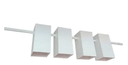 [201006] Lamp. Colg. 4L G9 Luces Rect. Moviles Aluminio Blanco (700X140Mm)