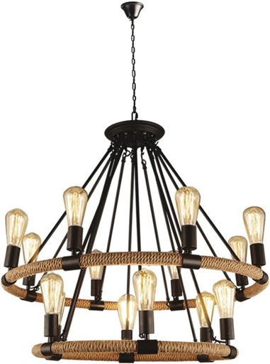 [180027] Lamp. Colg. 8L+6L E27 Aro Soga (800X600Mm)