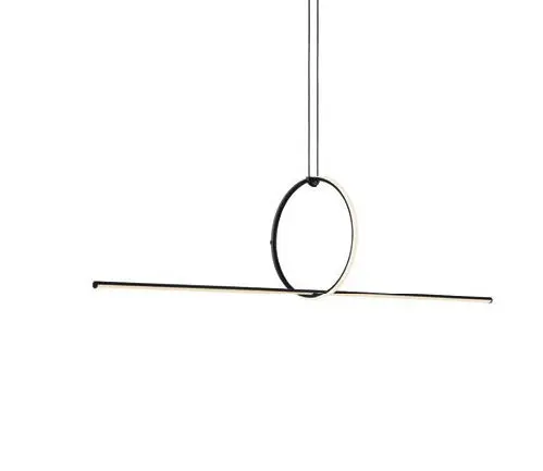 [181158] Lamp. Colg. Led 2L Circulo+Barra Negro 30W 3K (1320X320X120Mm)